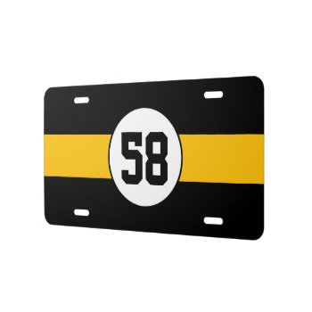 Custom Black And Gold Number Stripe License Plate by inkbrook at Zazzle