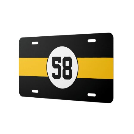Custom Black And Gold Number Stripe License Plate