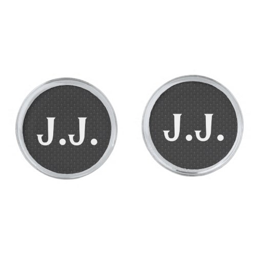 Custom Black and Gold Pattern Design with Initials Cufflinks