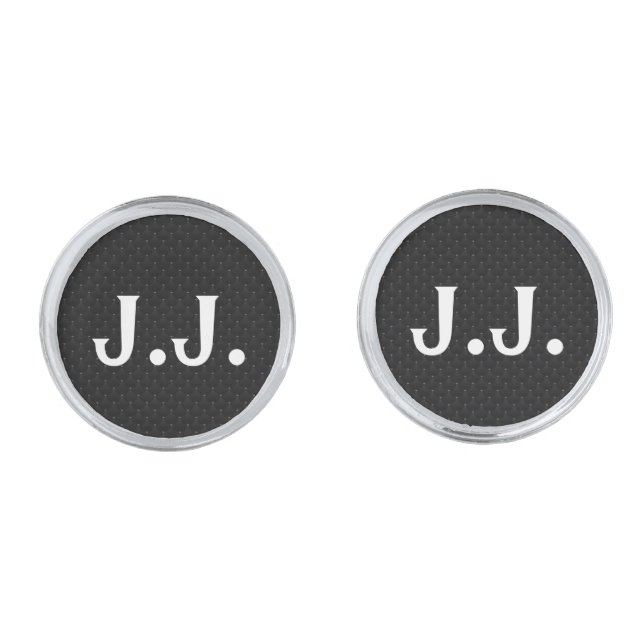 Custom Black and Gold Pattern Design with Initials Cufflinks (Front)