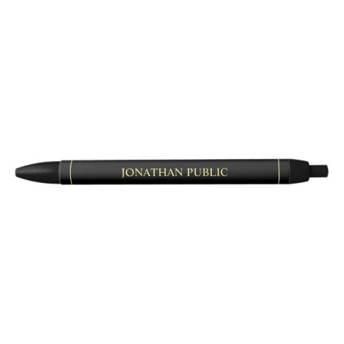 Custom Black And Gold Personalized Name Template Black Ink Pen
