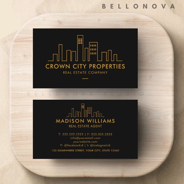 Custom Black and Gold Real Estate Agent Business Card (Custom Black and Gold Real Estate Agent Business Card)