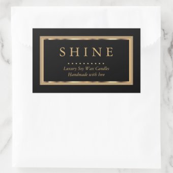 Custom Black and Gold Rectangular Sticker | Zazzle