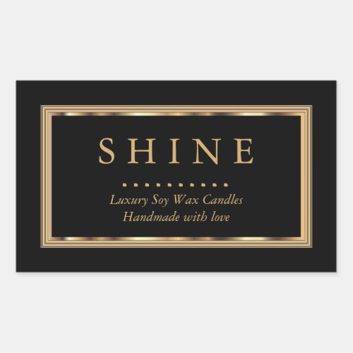 Custom Black and Gold Rectangular Sticker