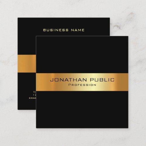 Custom Black And Gold Template Modern Square Business Card