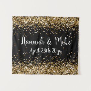 Custom Black and Gold Wedding Backdrop Photo Booth