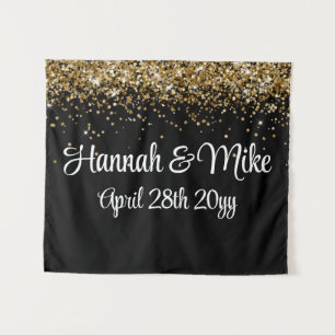 Custom Black and Gold Wedding Backdrop Photo Booth