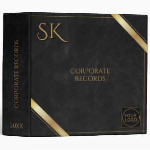 Custom Black and Golden Company Logo 3 Ring Binder
