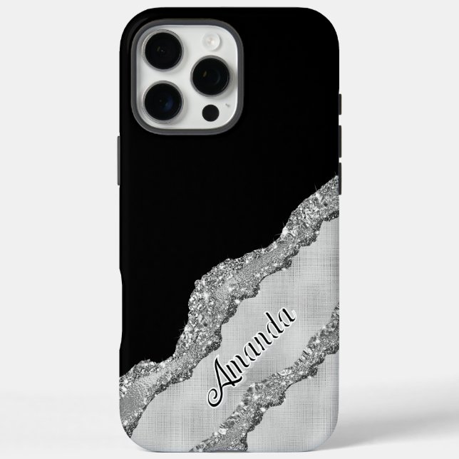 Custom Black And Gray Glitter Case-Mate iPhone Case (Back)