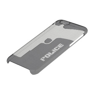 Custom Black and Grey Carbon Fiber Police Gun Clear iPhone 6/6S Case
