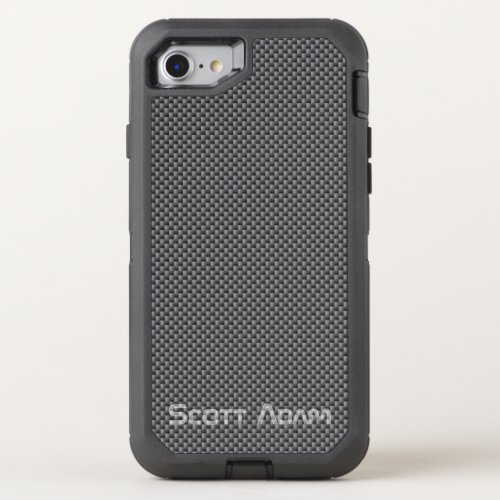 Custom Black and Grey Carbon Fiber Polymer OtterBox Defender iPhone SE87 Case