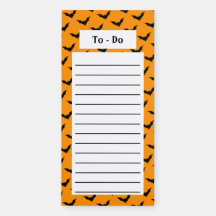Custom Black and Orange Bats Magnetic Notepad