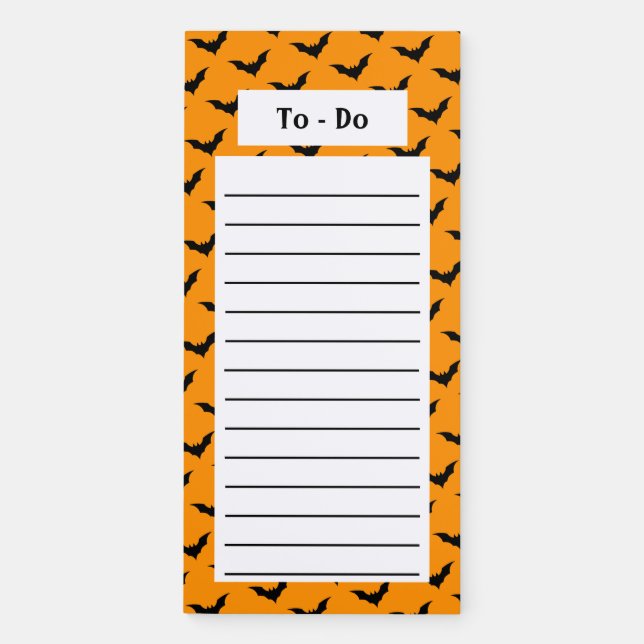 Custom Black and Orange Bats Magnetic Notepad (Front)
