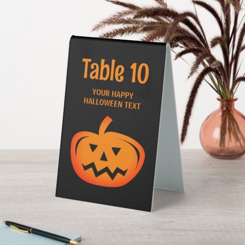 Custom black and orange Halloween party Table Tent Sign
