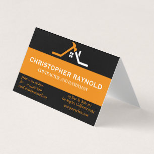 Custom Black and Orange Home Building Construction Business Card