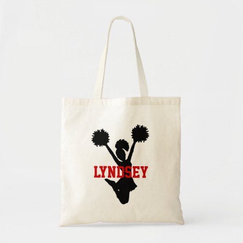 Custom Black and Red Cheerleader Tote Bag