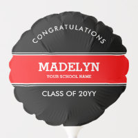 Custom Black and Red Graduation Balloon