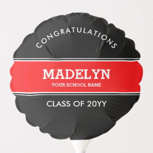Custom Black and Red Graduation Balloon