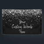 Custom Black and Silver Birthday Party Photo Booth Banner<br><div class="desc">Birthday party photo booth banner, custom welcome sign backdrop tapestry, bachelorette trip prop sweet 16, quinceanera 40th 50th personalized 30th, 21st 16th fifteen sixteen twenty-fifth, twenty first 18th 15th 25th, for anniversary eighteenth twinkle wife, black and silver glitter daughter, bridal shower hen night weekend, wedding reception sparkly trip, sparkle them...</div>