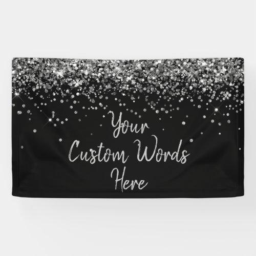 Custom Black and Silver Birthday Party Photo Booth Banner