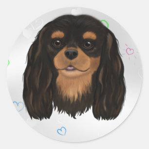 Custom Black and Tan Cavalier Spaniel Classic Round Sticker