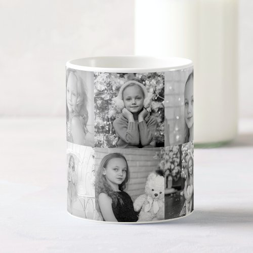 Custom Black And White 10 Memories Photo Collage Magic Mug