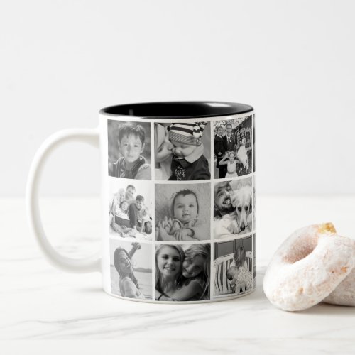 Custom Black And White 21 Photo Collage Two-Tone Coffee Mug - Create your own personalized photo mugs with your custom images. Add your favorite photos, designs or artworks to create something really unique.
Treat yourself or make the perfect gift for family, friends, parents and grandparents!