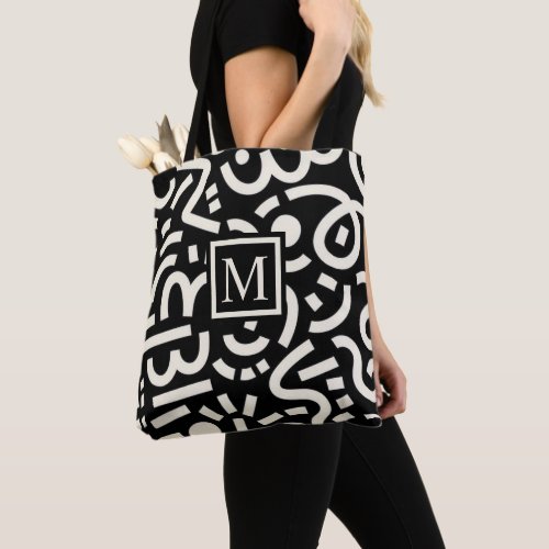 Custom Black And White  Abstract Pattern Tote Bag