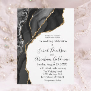 Custom Black and White Agate Wedding Invitations