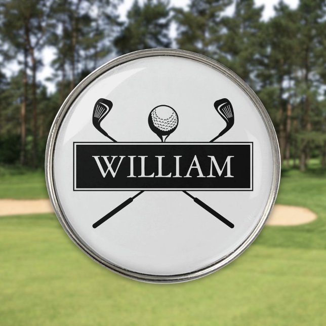 Custom Black And White Ball And Clubs Golf Ball Marker (Custom Black And White Ball And Clubs Golf Ball Marker)