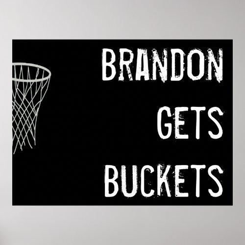 Custom Black and White Basketball Poster