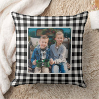 Custom Black and White Buffalo Plaid Holiday Photo