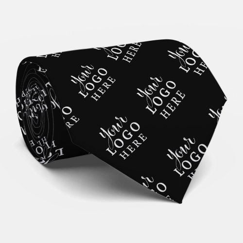 Custom Black and White Business Company Logo Neck Tie