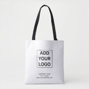 Custom Black and White Business Company Logo Tote Bag