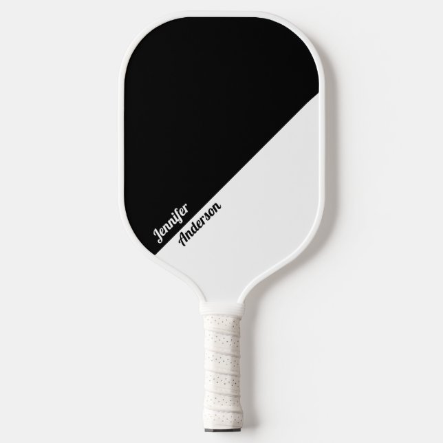 Custom Black and White Carbon Fiber Pickleball Paddle (Front)