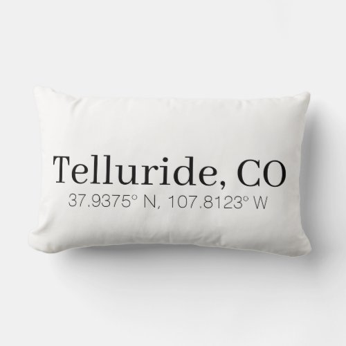 Custom black and white city and coordinates lumbar pillow
