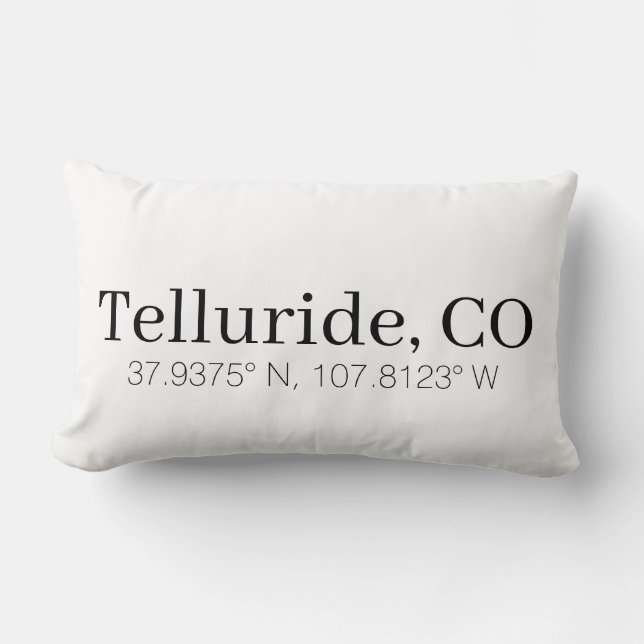 Custom black and white city and coordinates lumbar pillow (Front)