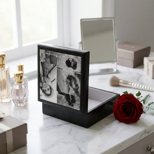 Custom Black and White Couple Photo Collage Names Gift Box