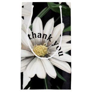 Custom Black and White Daisy Thank You Small Gift Bag