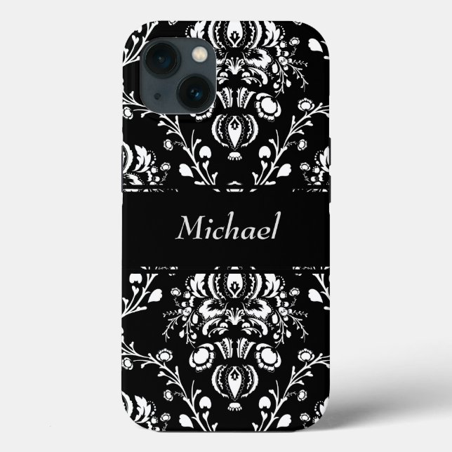 Custom Black and White Damask  Case-Mate iPhone Case (Back)