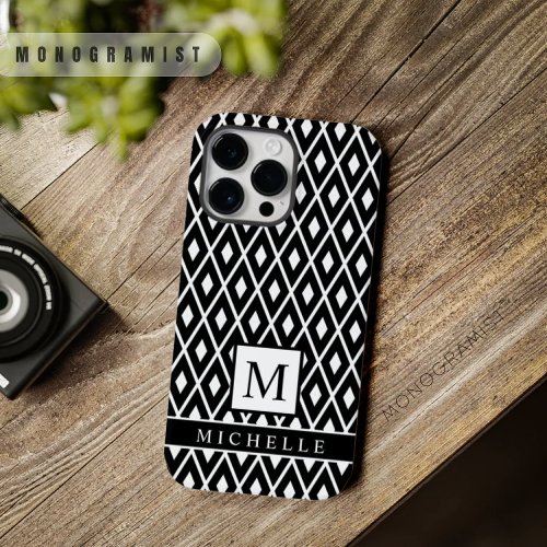 Custom Black And White Diamond Argyle Geometric  Case_Mate iPhone 14 Pro Max Case