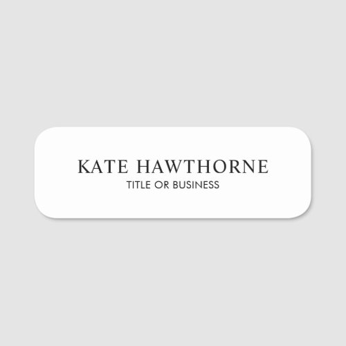 Custom Black and White Elegant Modern Name Tag