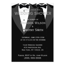 Custom Black And White Gay Wedding Shower Invites