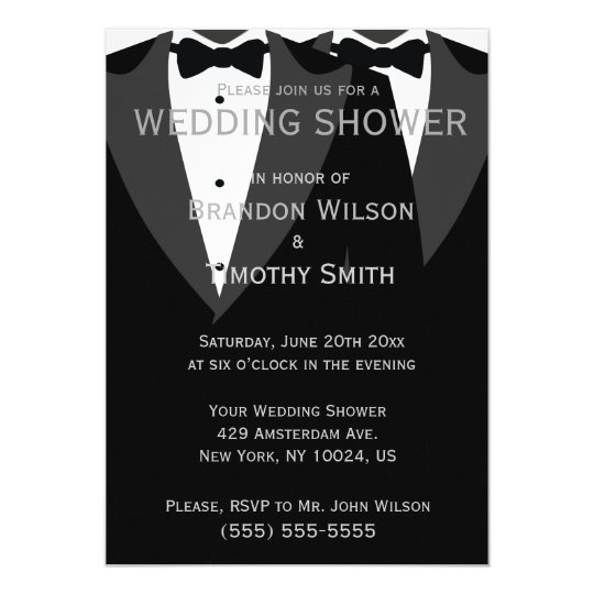 Custom Black And White Gay Wedding Shower Invites