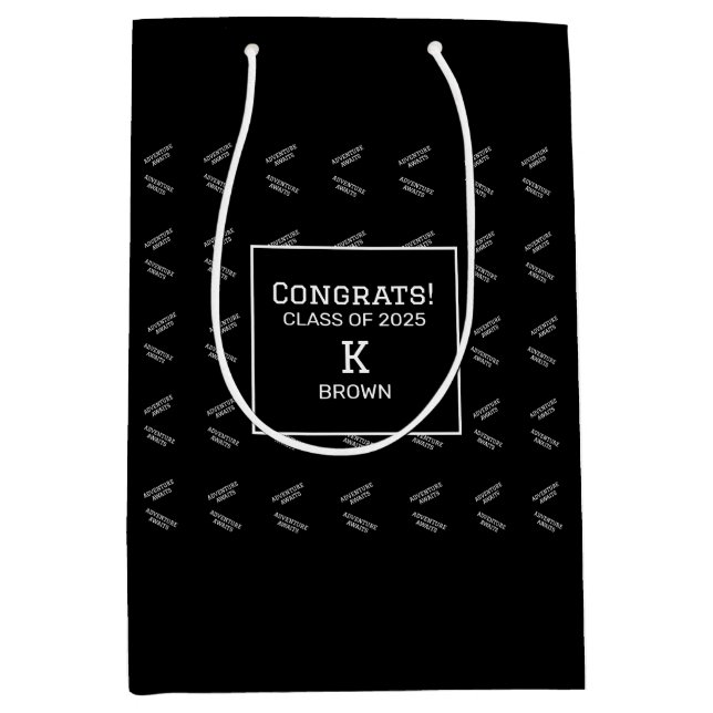 Custom Black and White Graduation Gift Bag (Front)