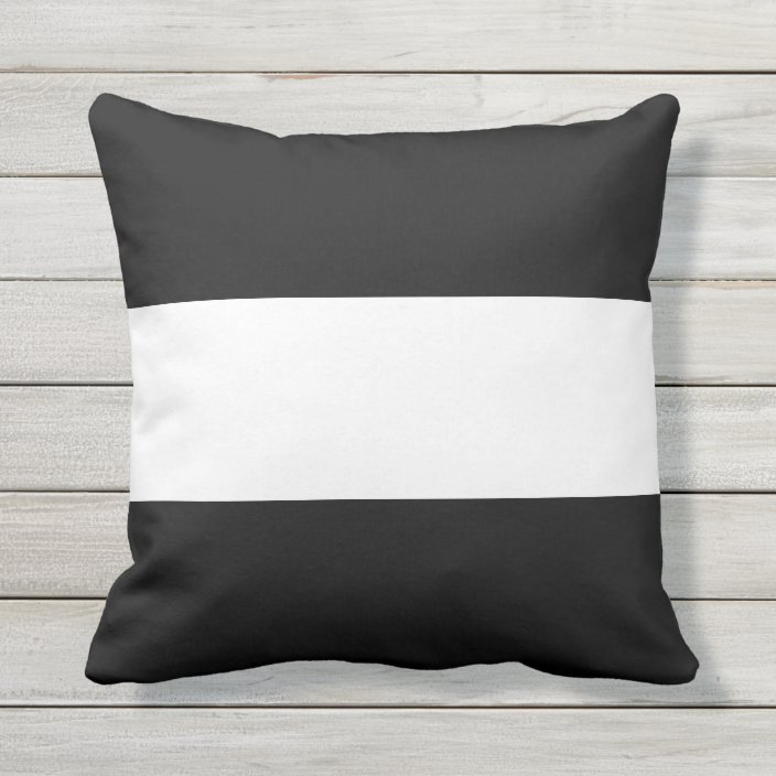 Custom Black and White Horizontal Striped Throw Pillow