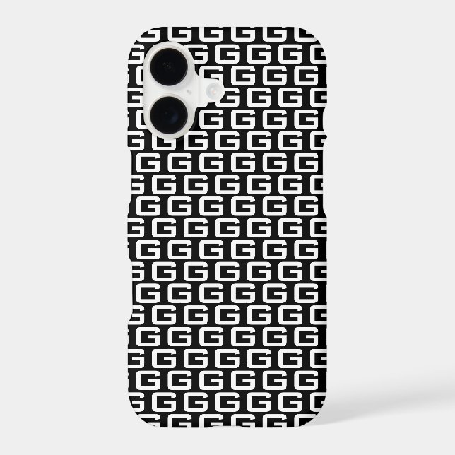 Custom black and white initial letter pattern chic Case-Mate iPhone case (Back)