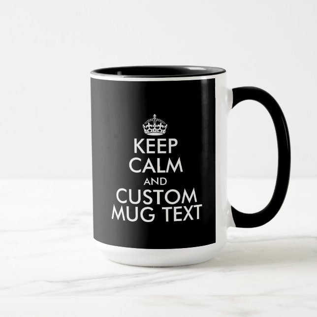 Custom black and white Keep Calm 15oz ringer mugs (Right)