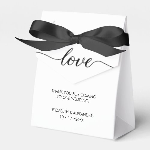 Custom Black and white Love Wedding Thank You Favor Boxes