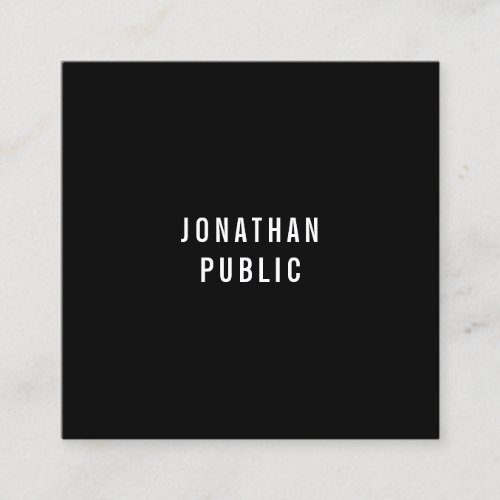 Custom Black And White Modern Simple Template Square Business Card